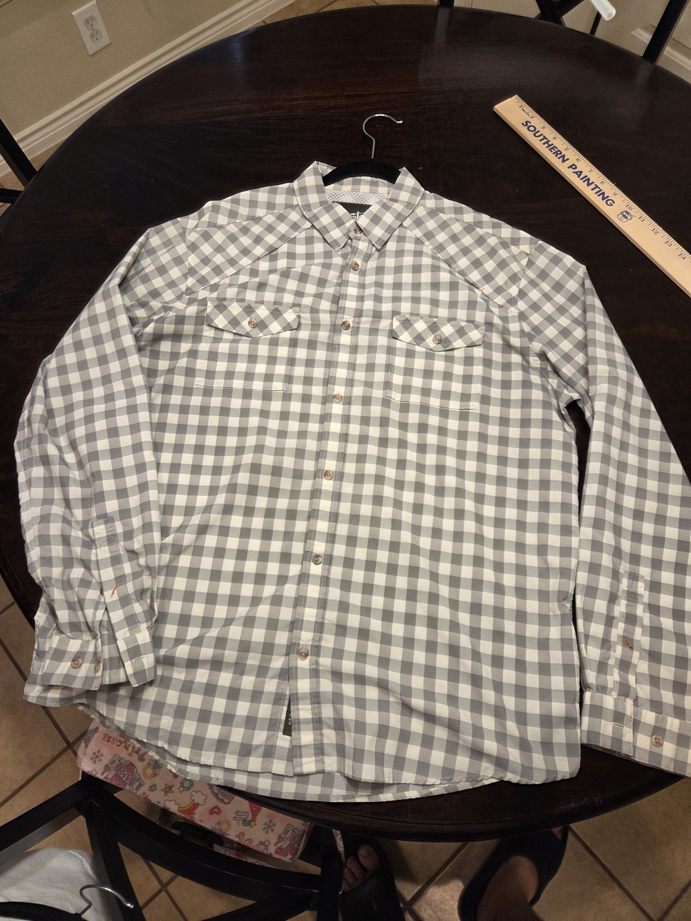 Howler Brothers Gray and White Check Button-Down Shirt
